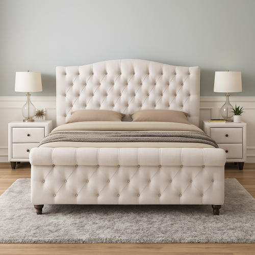 Luxurious Tufted King-Size Upholstered Bed
