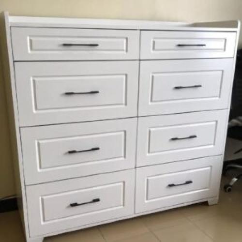 PureForm 8-Drawer Chest – Matte White with Black Handles